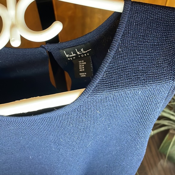 NWT - Nicole Miller New York knit maxi asymmetrical hem dress in navy - Picture 8 of 8